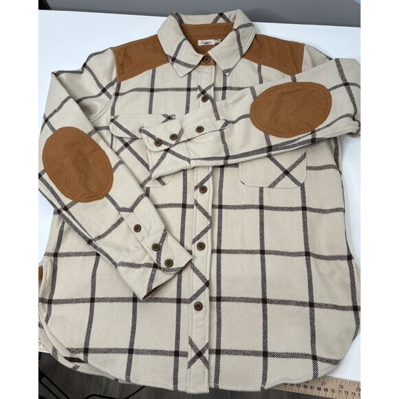 Faherty Daly Shirt Olivia Plaid Women’s Medium Flannel Tan Beige Button Up - Picture 8 of 16